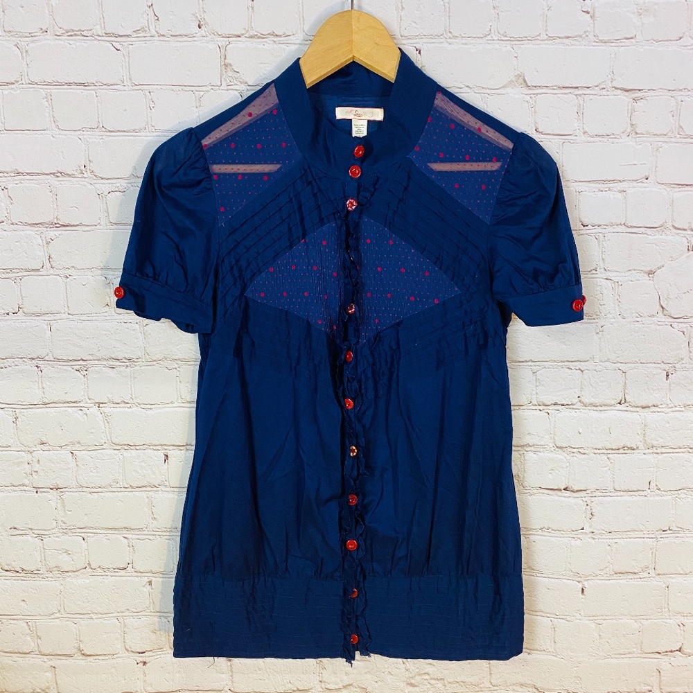 Lux | Women's Blue Red Lightweight Top Short Sleev